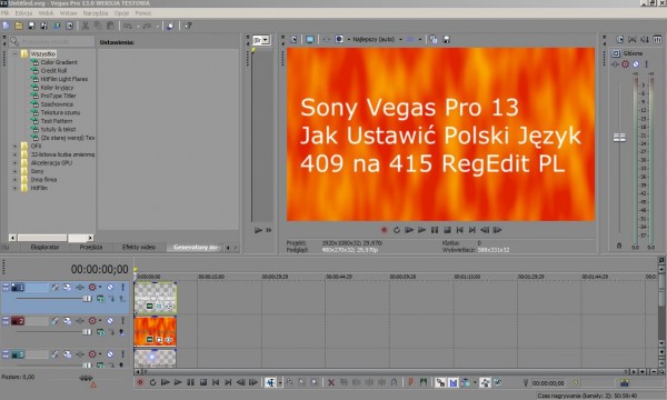 Sony Vegas Pro 13 Jak Ustawic Polski Jezyk PL Lang RegEdit 409 415