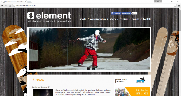 element sos www szkoła narciarsko snowboardowa wypożyczalnia cieńków